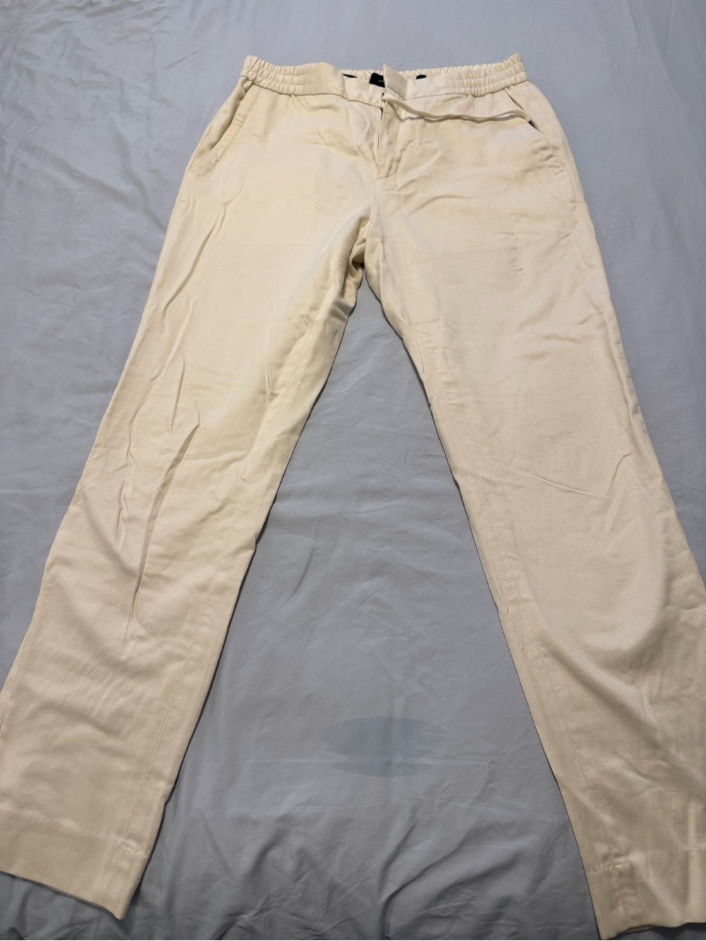 Vince Cream Elastic-Waist Chino Pants
